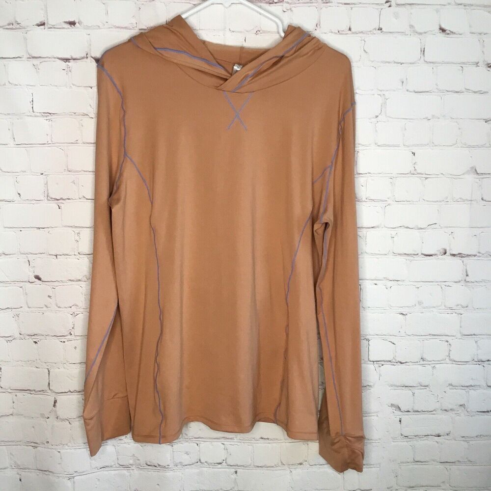 Fabletics Women's Shirt Faded Orange Long Sleeve Phoenix Run Hoodie Size XXL